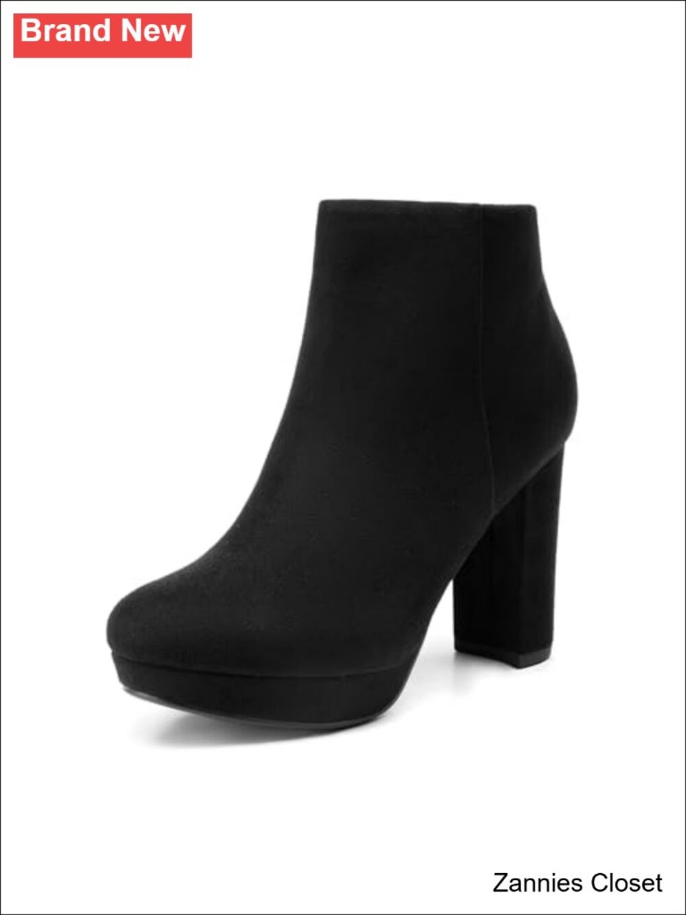 ✨ DREAM PAIRS Faux Suede High Heel Platform Ankle Boots Block Heel Side Zip
